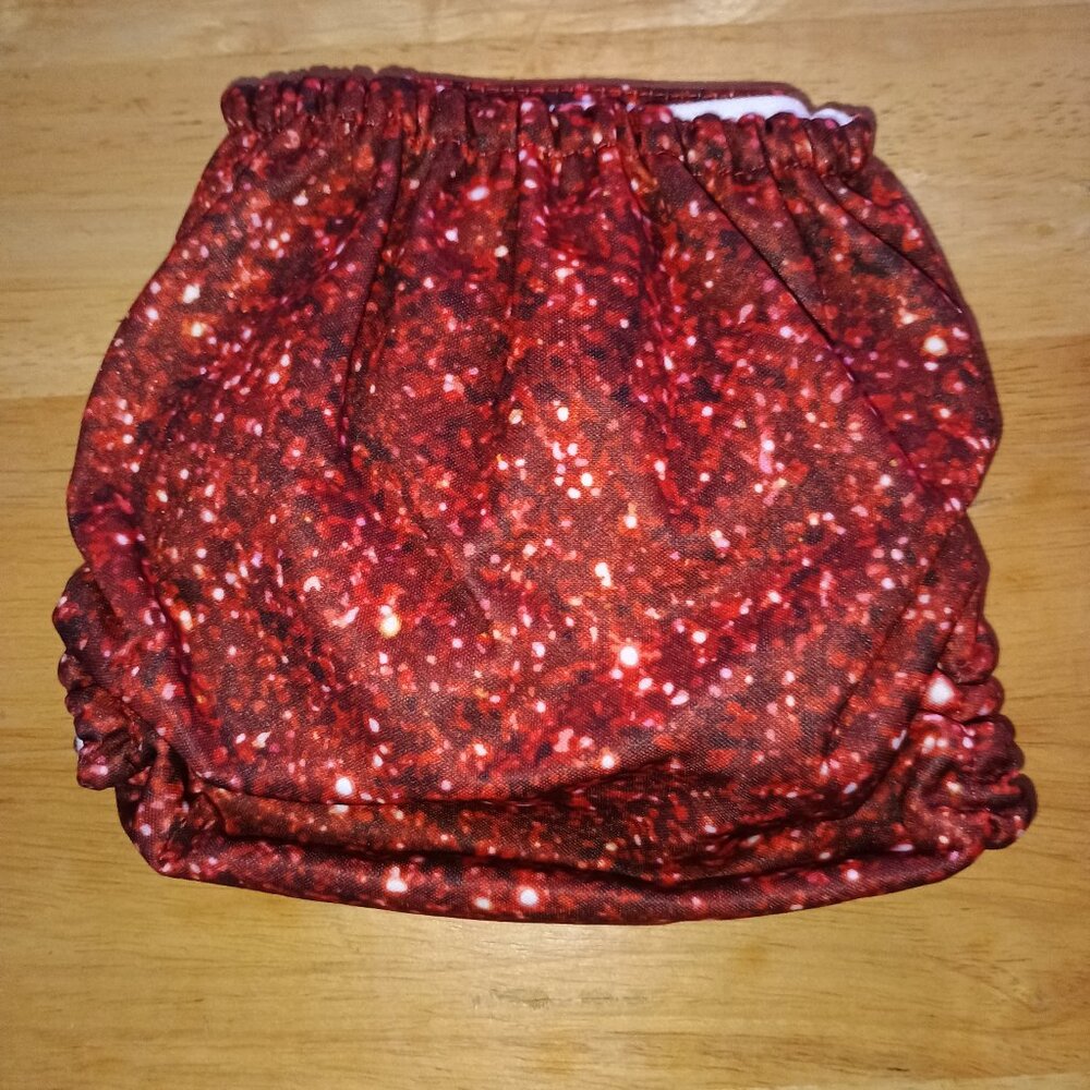 Red Glitter Christmas Xmas Diaper OS Pocket Cloth Diaper Mama Koala Cloth Diaper